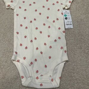 Carter's Cream and Red Bodysuit with Strawberry Print